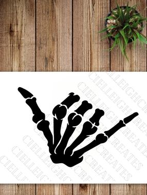 *2 for $20* Hang Loose Skeleton Hands vinyl decal Sticker Handcrafted